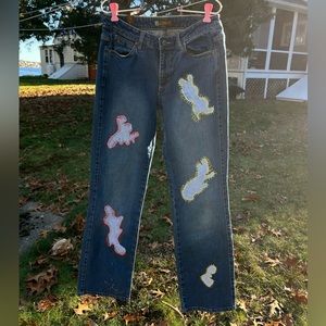 Vintage Aura Low Rise Jeans- hand embellished with embroidered denim!